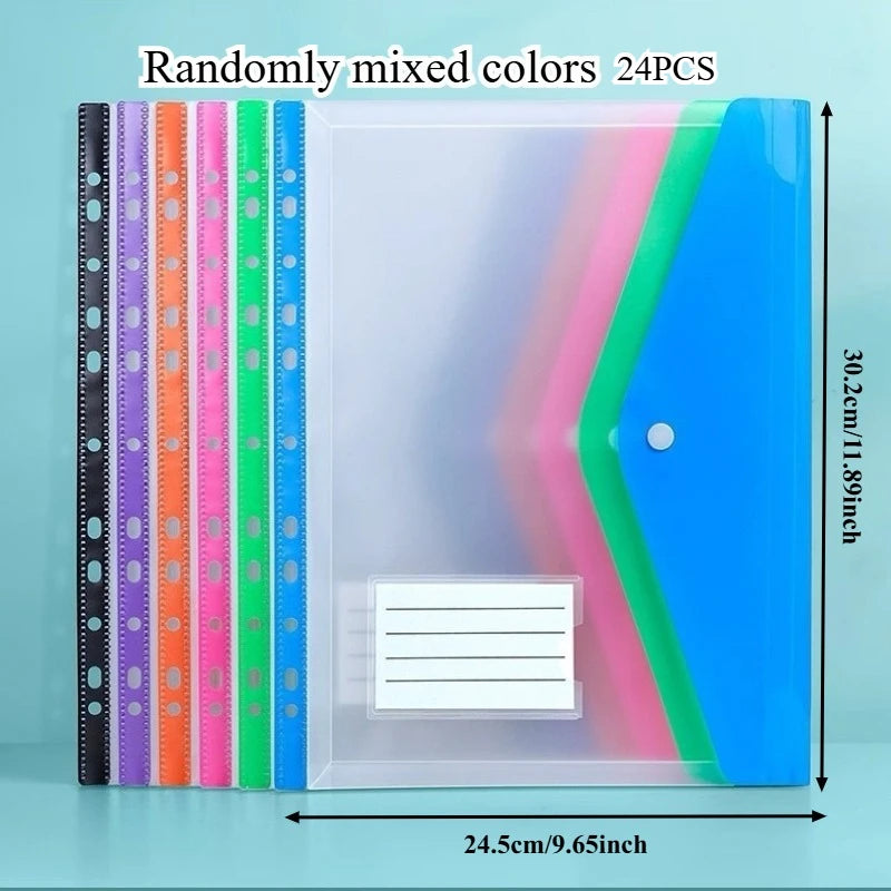24-Pack A4 Ring Binder Folders – Heavy-Duty PP File Organizers Ring Binder Folders Axl Random Colors-24pcs