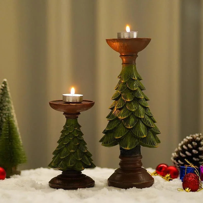 Christmas Tree Candle Holder – Resin Festive Candlestick Decor Candle Holder Axl