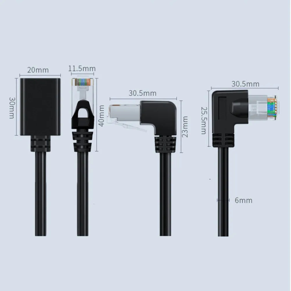 90° Angled RJ45 CAT6 Ethernet Extension Cable – Up/Down/Left/Right Ethernet Extension Cable Axl