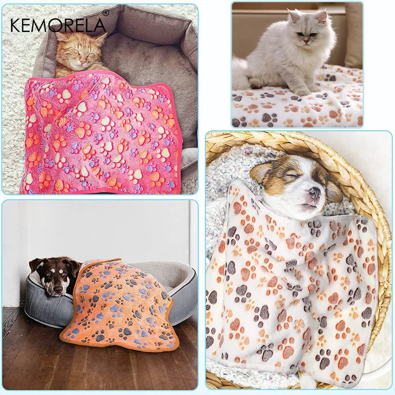 Soft Fluffy Pet Blanket – Paws & Elephant Pattern | Cats & Dogs Pet Blanket Mat Axl