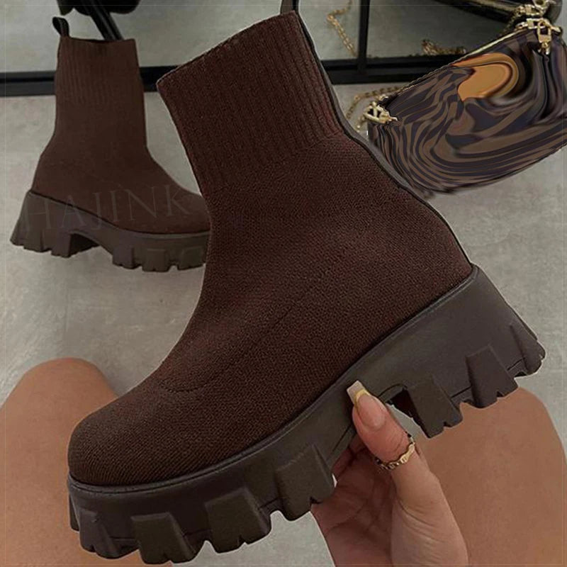 HAJINK Women's Platform Ankle Boots – Heeled Spring Winter Platform Ankle Boots Axl