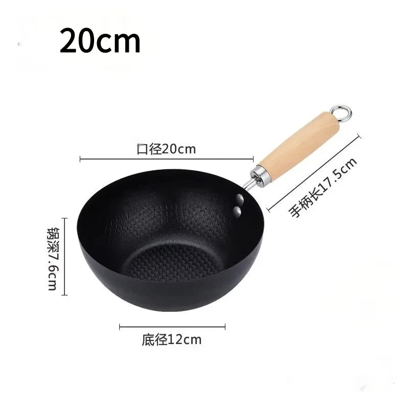 Uncoated Flat Bottom Iron Wok – Induction & Gas Stir-Fry Pan Iron Wok Axl 20cm As whown