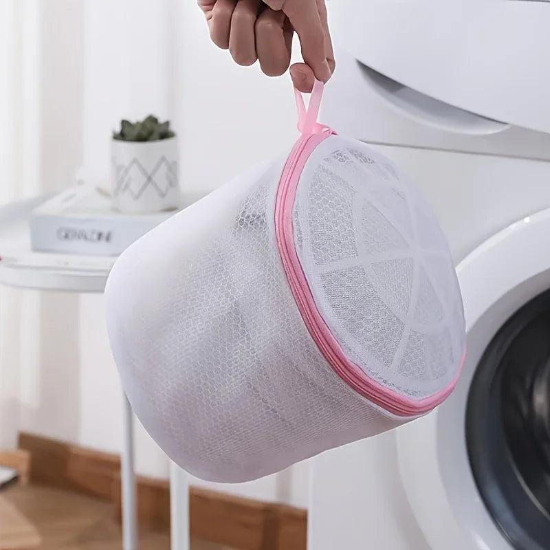 Mesh Bra Laundry Bag – Foldable Oval with Pink Zipper Mesh Laundry Bag Axl