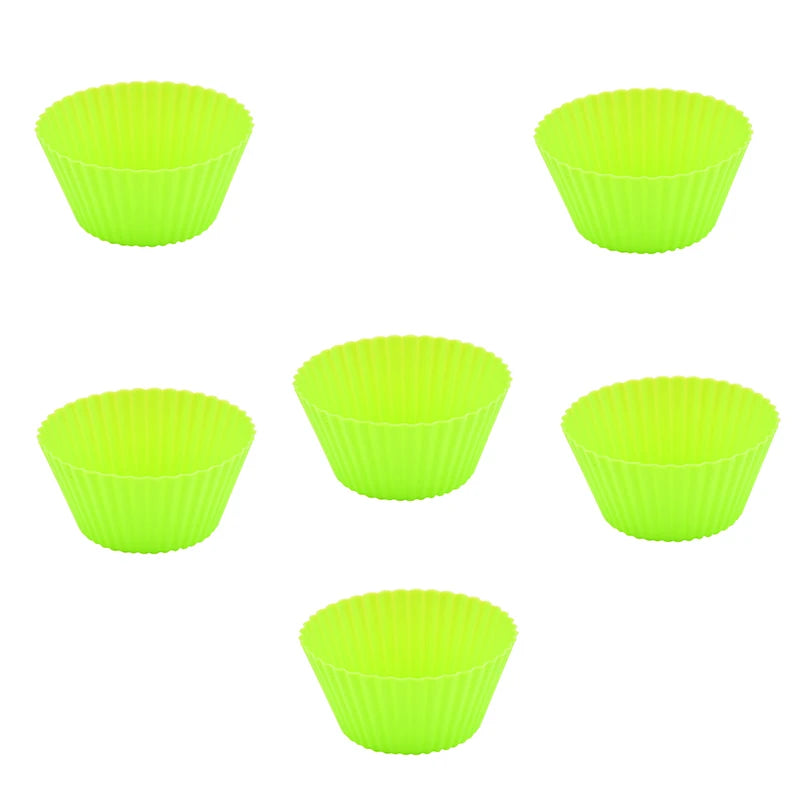 6-Piece Silicone Cupcake & Muffin Molds – Reusable Baking Set Silicone Baking Molds Axl Green 6pcs