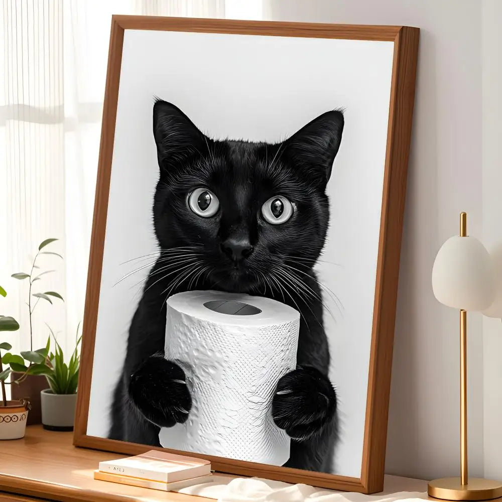 Funny Animal on Toilet Poster – Self-Stick Waterproof Wall Art Wall Art Poster Axl