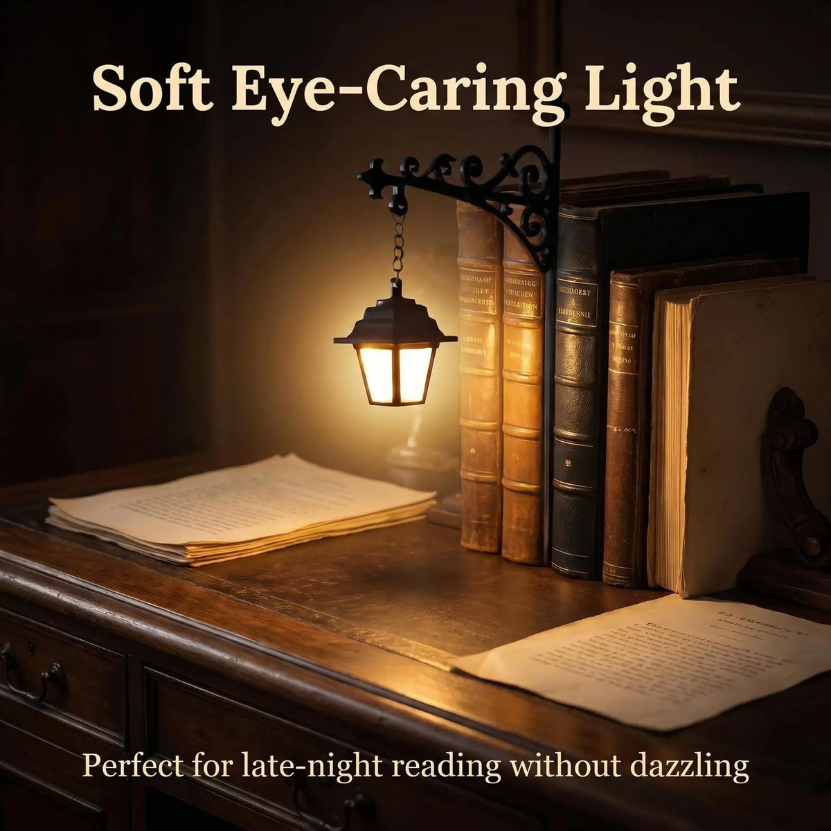 LED Vintage Lantern Bookshelf Lamp | Warm Glow Bookend Light Decorative Bookshelf Lamp Axl