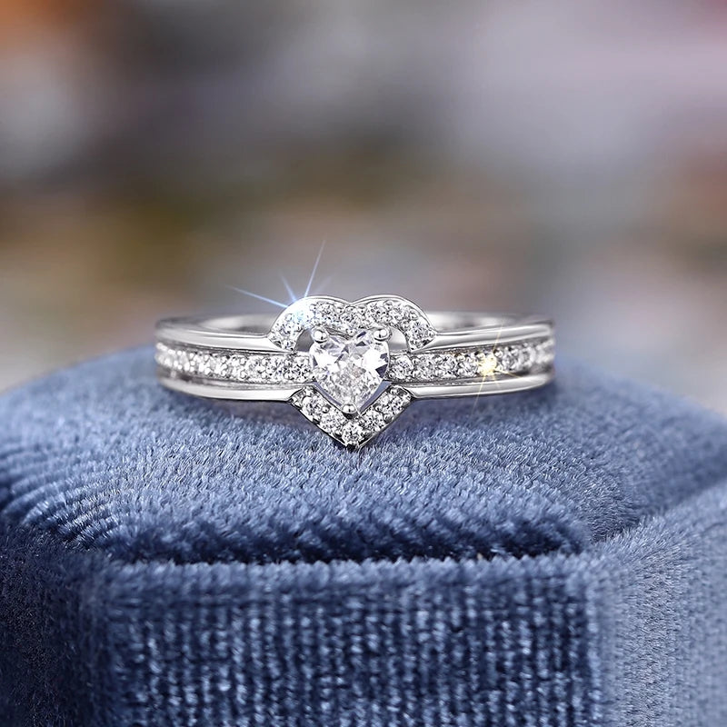 Huitan Heart Cubic Zirconia Wedding Band Ring for Women Wedding Band Ring Axl T0310 10