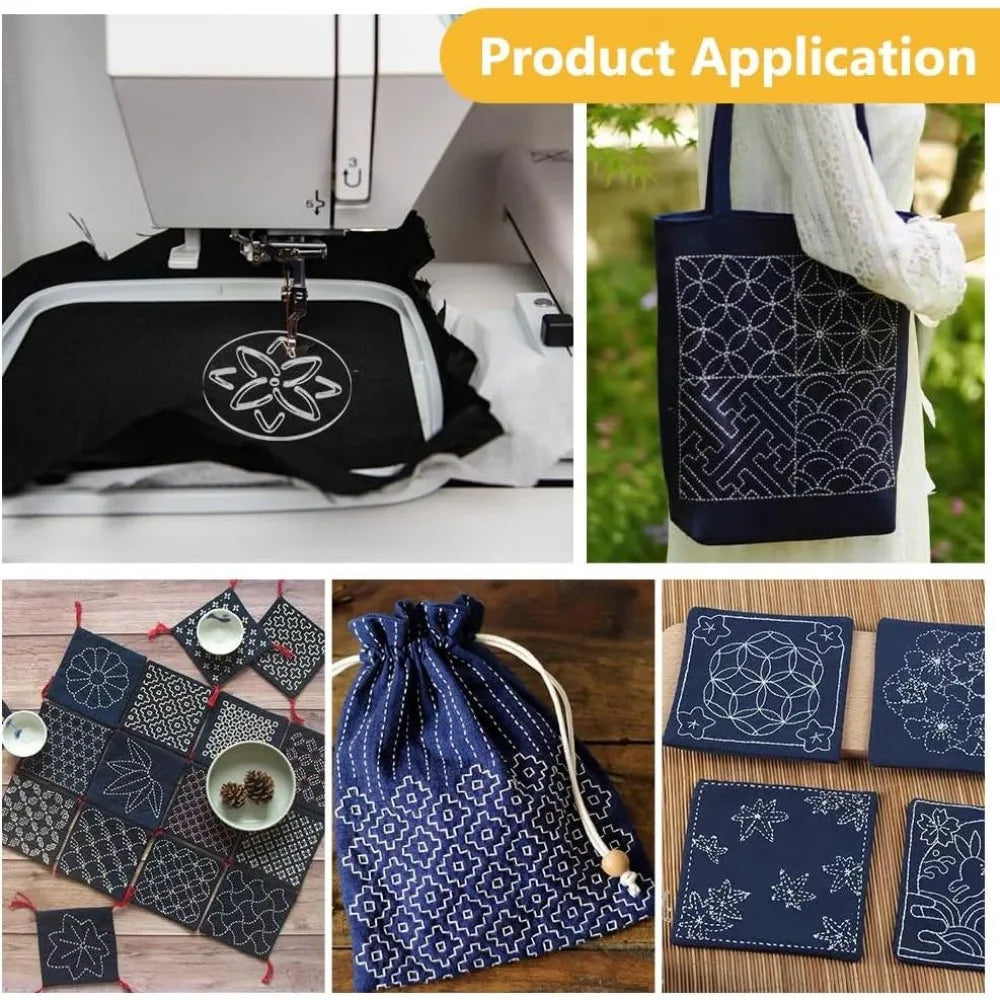 16-Pc Acrylic Sashiko Stencil Set – Flower Embroidery Templates Embroidery Stencil Set Axl