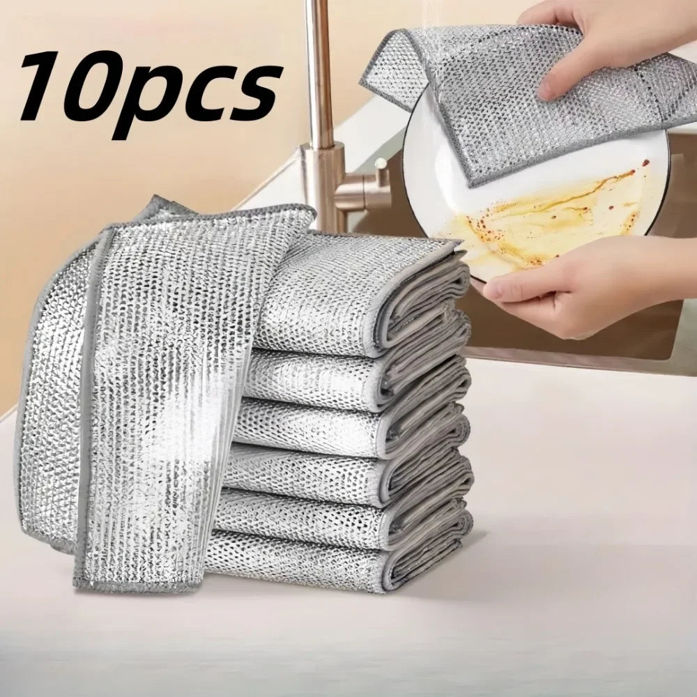 10-Pack Steel Wire Dishwashing Cloths | Kitchen Scrubber Pads Kitchen Scrubbing Cloth Axl