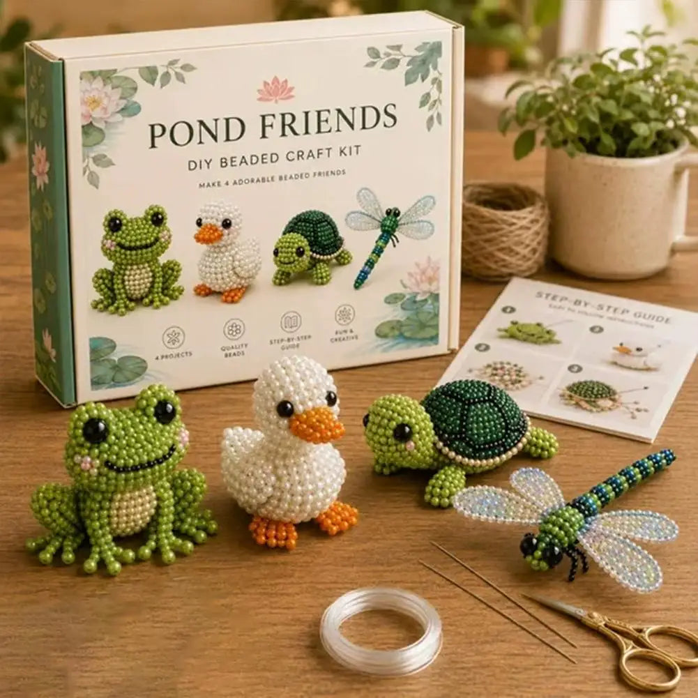3D Bead Art Animal DIY Kit – 4-Piece Beadwork Craft Set Bead Craft Kit Axl