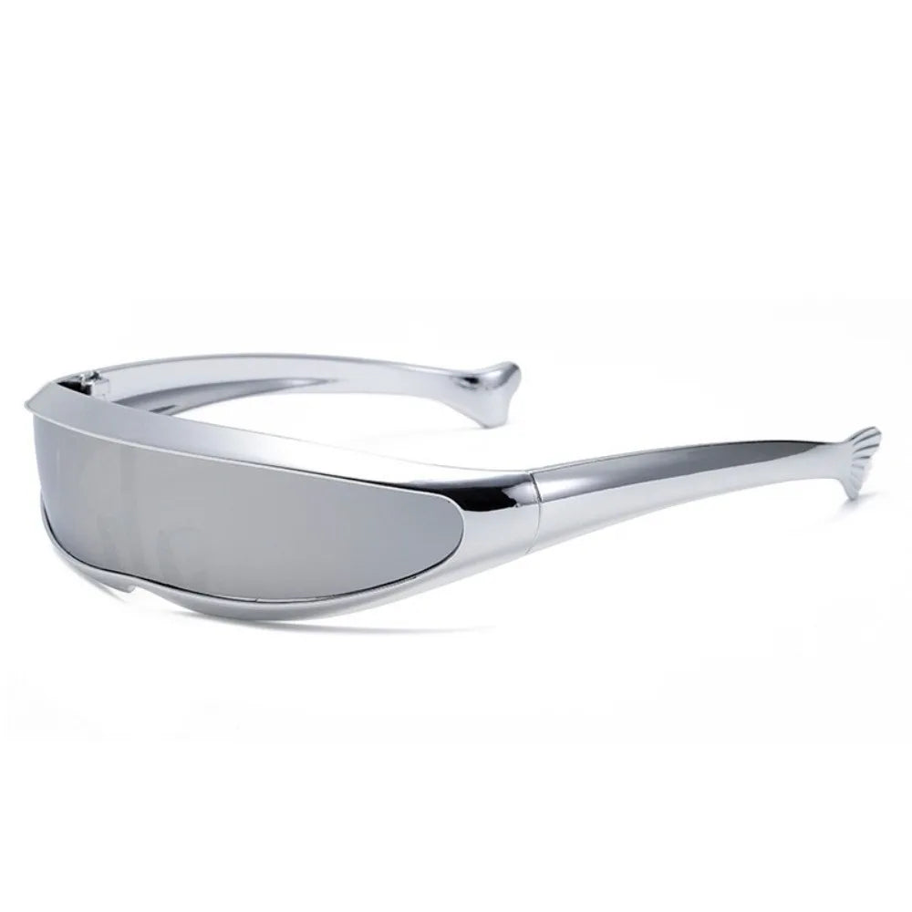 Vintage Y2K One-Piece Mirror Punk Sunglasses – Unisex Mirror Punk Sunglasses Axl Silver White
