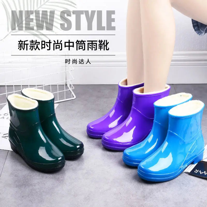Lorilury Women's Non-Slip PVC Ankle Rain Boots | Galoshes Women's Rain Boots Axl