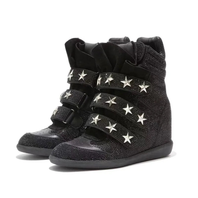 Women's Rhinestone Ankle Boots – Luxury Genuine Leather Platform Ankle Boots Axl
