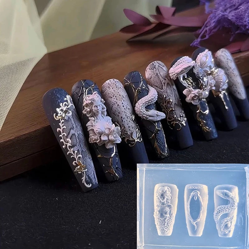 3D Snake Silicone Nail Art Carving Mold – DIY Nail Decor Nail Art Mold Axl