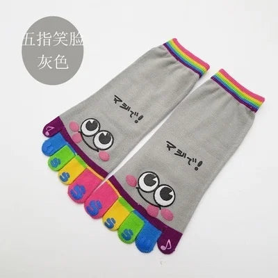 Women's Smiley Bear Toe Socks – Cute Funny Cotton Crew Socks Novelty Toe Socks Axl grey