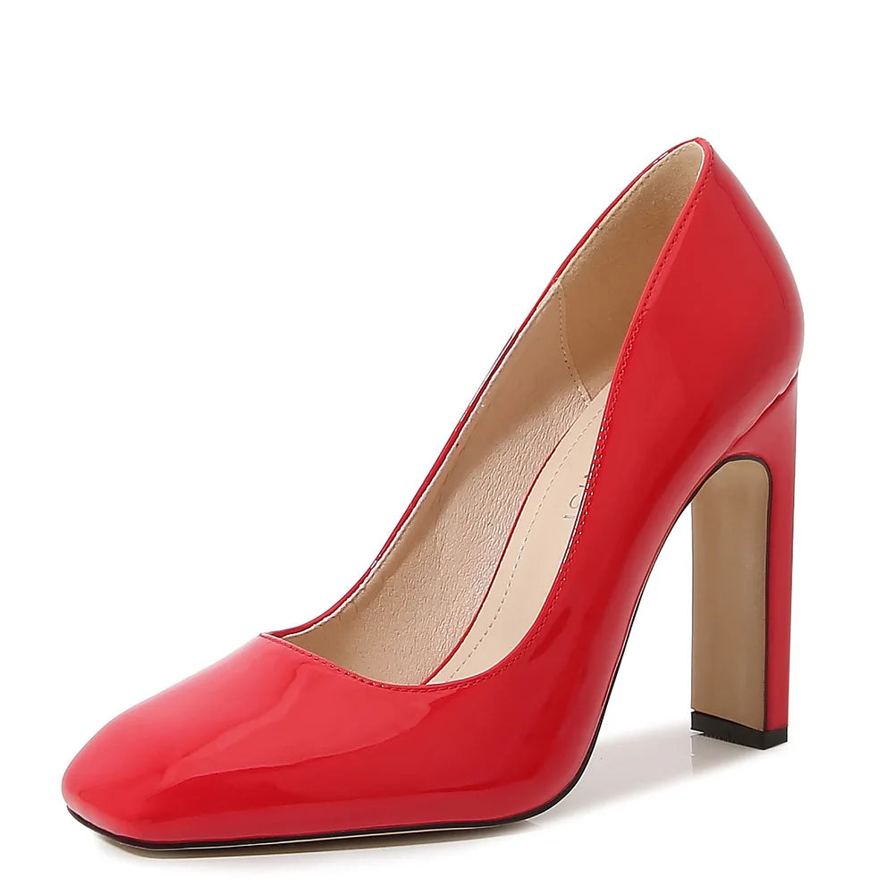 YBQJOO Retro Platform High Heels – Round Toe Pumps Wide Size Platform Pumps Axl Red 46