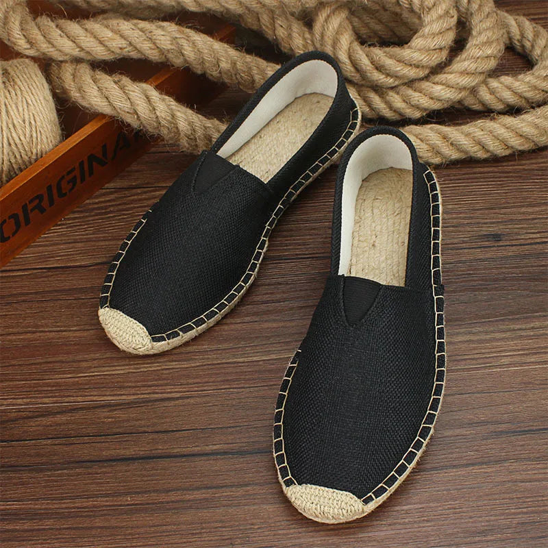 Men's Linen Canvas Slip-On Loafers – Breathable Casual Flats Canvas Slip-On Loafers Axl