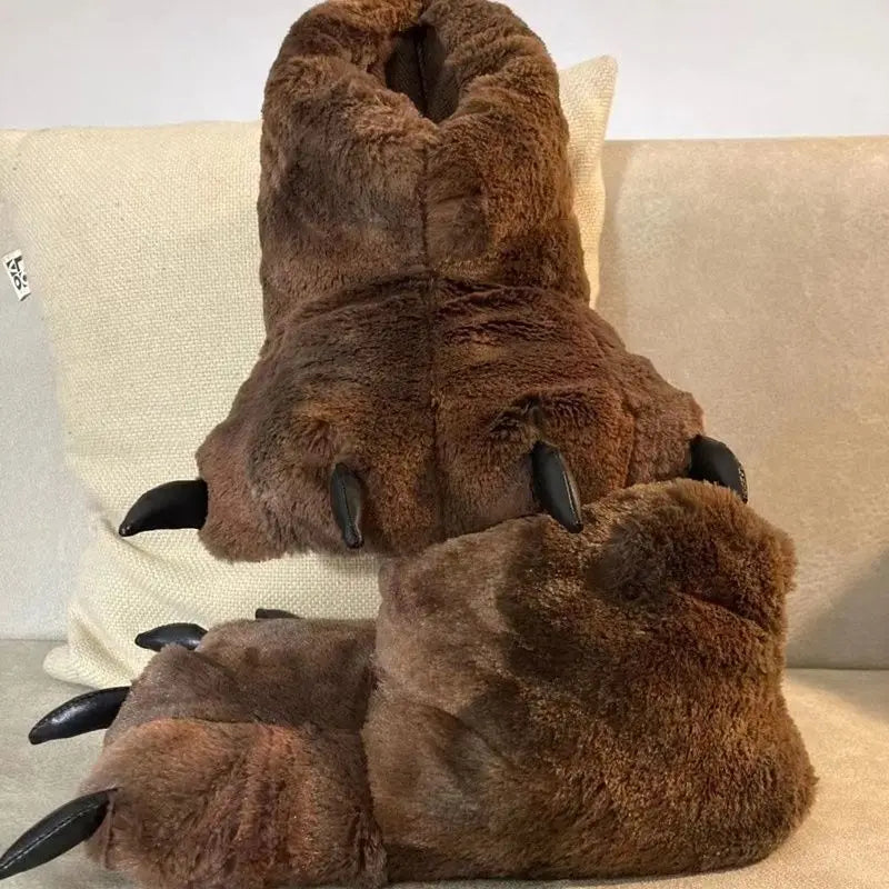 Women's Fluffy Bear Paw Slippers – Cozy Winter Indoor Slides Women's Slippers Axl Chocolate 43