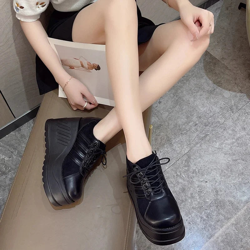 Women's Goth Platform Wedge Pumps | Black Lace-Up Sizes 35–43 Platform Wedge Pumps Axl