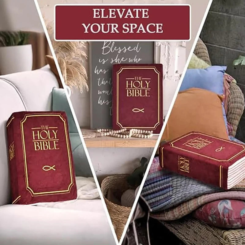 Christian Bible Verse Pillow – Book-Shaped Velvet Home Décor Decorative Throw Pillow Axl
