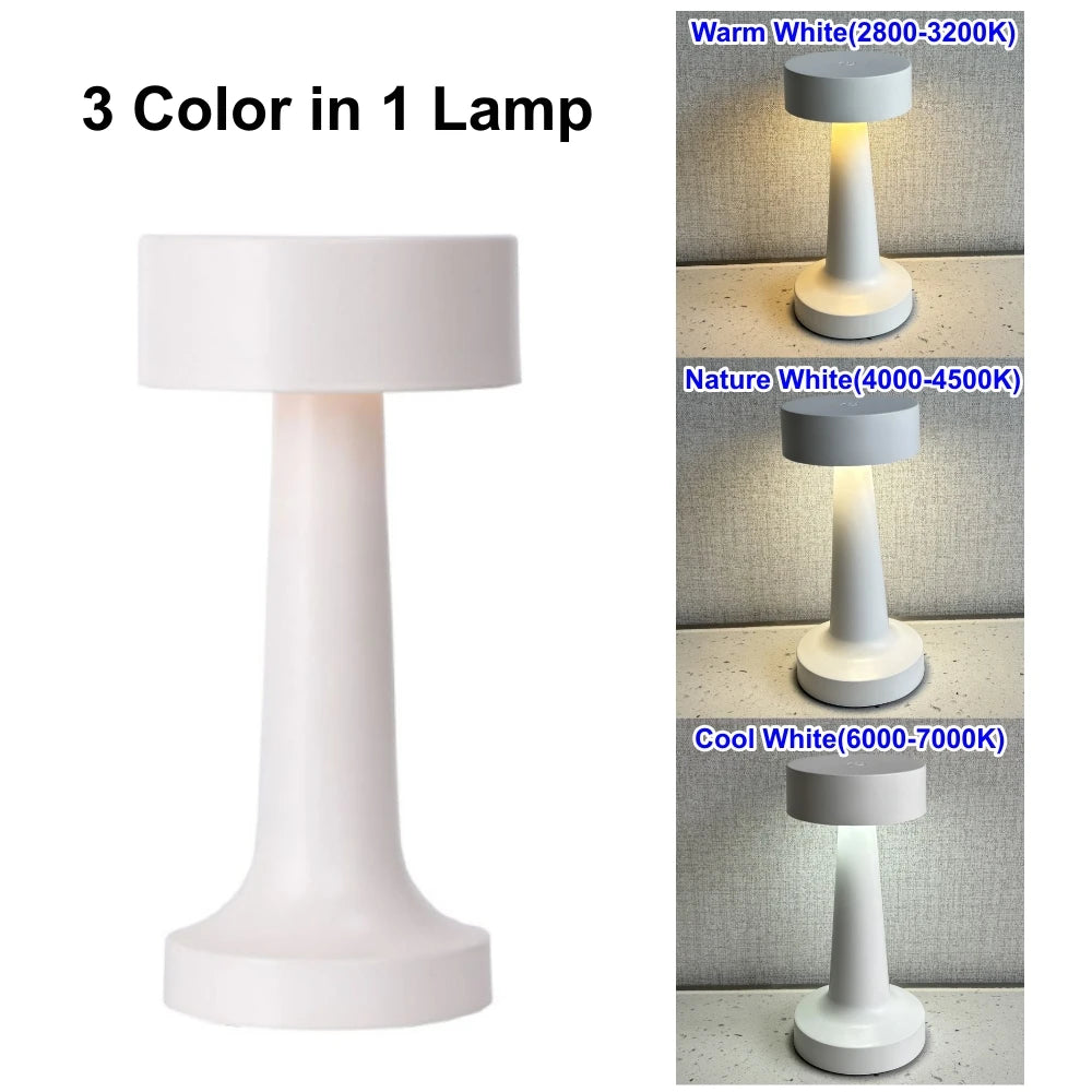 Metal Touch LED Table Lamp – Rechargeable Bedside Mood Light LED Table Lamp Axl White