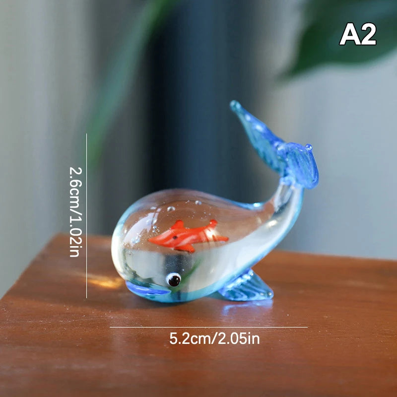 Mini Glass Fish Figurine – Handcrafted Pocket Fish Sculpture Decor Glass Figurine Axl A2