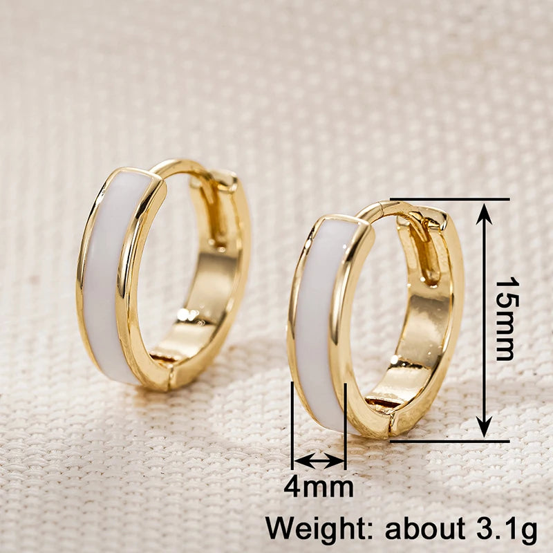 Huitan White Enamel Hoop Earrings – Women's Fashion Jewelry Hoop Earrings Axl