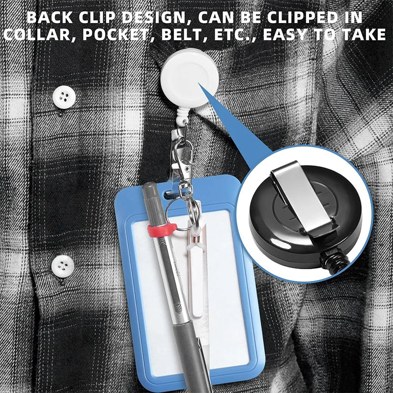 Retractable Badge Reel Keychain with Pen Holder & ID Clip Badge Reel Keychain Axl
