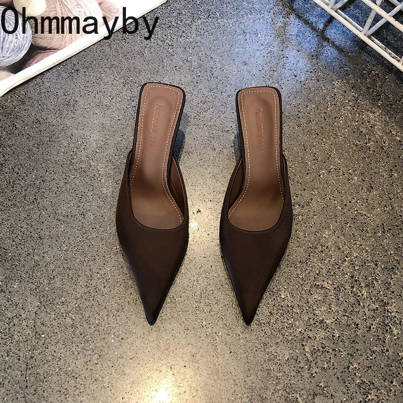 Women's Leopard Print High Heel Mules – Pointed Toe Slides High Heel Mules Axl