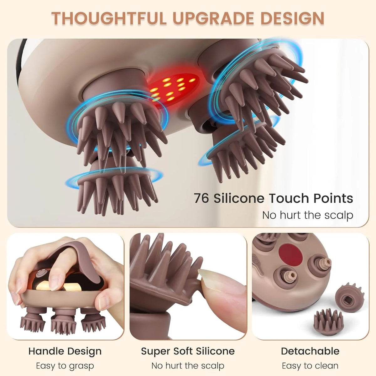 Electric Scalp Massager IPX6 Waterproof – Rechargeable Head Scrubber Electric Scalp Massager Axl