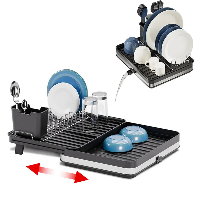 Expandable Dish Drying Rack with Drainboard & Wine Glass Holder Dish Drying Rack Axl