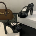 Women's Transparent Platform High Heel Sandals Square Toe Platform Heel Sandals Axl Black 38