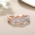 Huitan Two-Tone Twisty Knot CZ Ring – Women's Wedding Band Fashion Ring Axl T0571 6