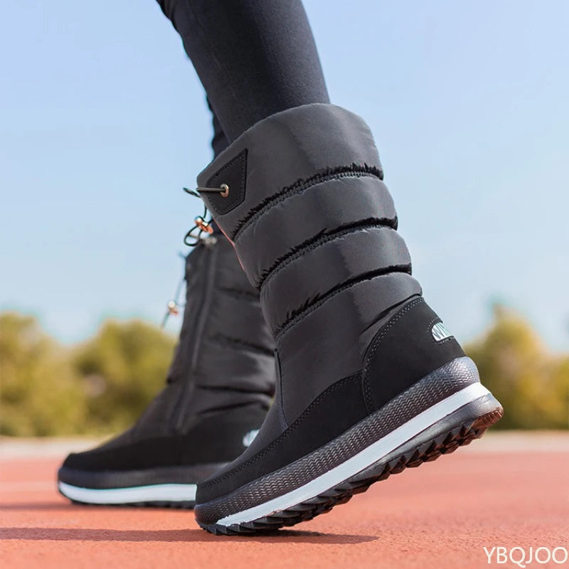Women's Waterproof Non-Slip Plush Mid-Calf Snow Boots Women's Snow Boots Axl 40 black