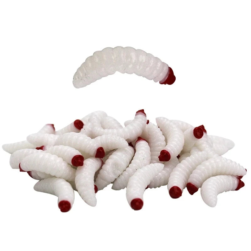 50 Pcs Soft Worm Maggot Fishing Lures Set – All Waters Soft Fishing Lures Axl 50 Pcs White