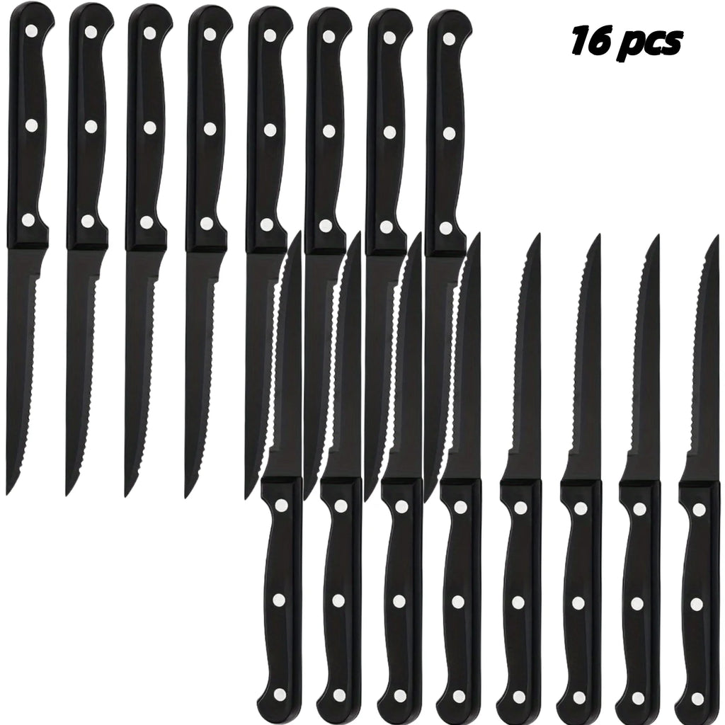 Black Stainless Steel Steak Knife Set – 4/6/8/16 Pcs Serrated Steak Knife Set Axl 16 Pcs Steak Knife China Mainland