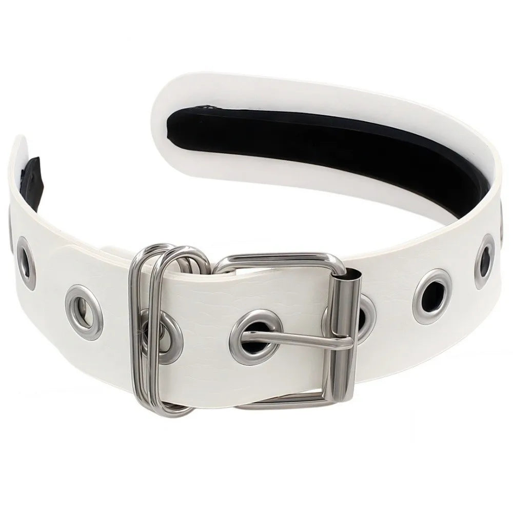 Punk Gothic Leather Rivet Buckle Headband – Hair Hoop Gothic Hair Headband Axl