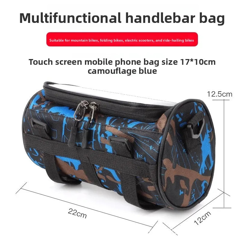 Waterproof Ultralight Handlebar Bag – Bike, E-Bike & Scooter Handlebar Bag Axl (Camouflage Blue)Mul 5Inch