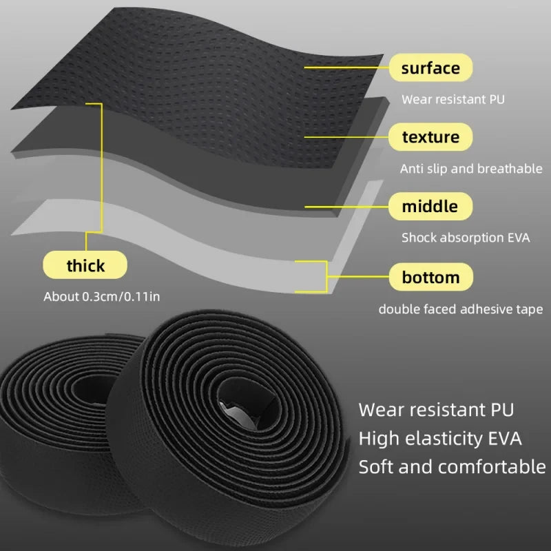 MOTSUV Road Bike Bar Tape – Non-Slip Silicone PU EVA Drop Bar Wrap Bike Bar Tape Axl