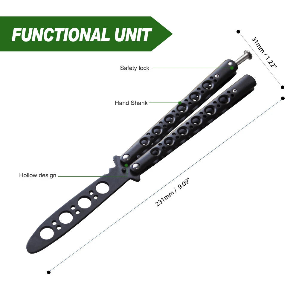 Butterfly Knife Trainer – Foldable Stainless Steel Practice Tool Butterfly Knife Trainer Axl