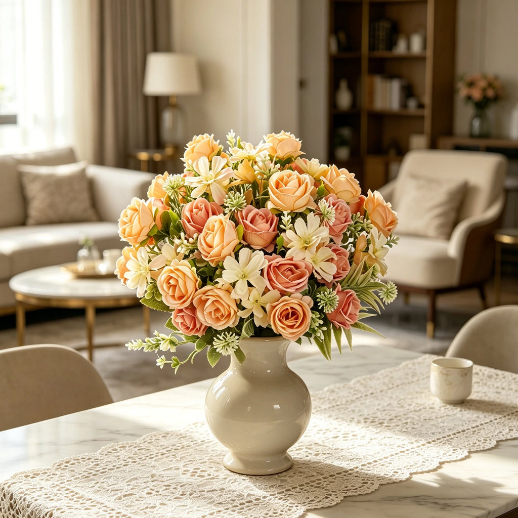 Silk Rose Artificial Flower Bouquet – Wedding & Home Decor Artificial Flower Bouquet Axl