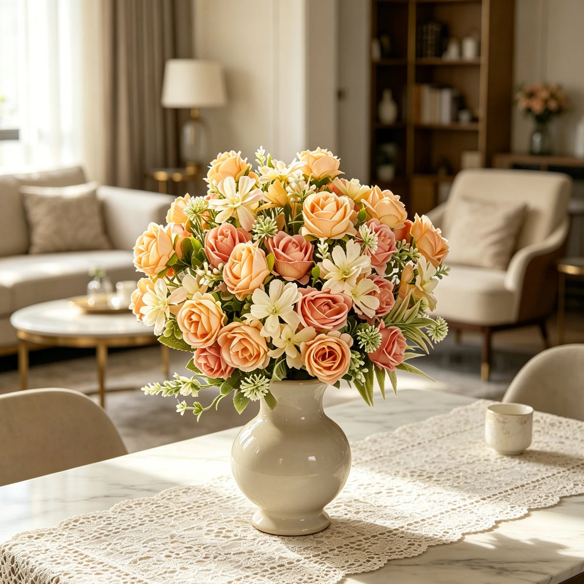 Silk Rose Artificial Flower Bouquet – Wedding & Home Decor Artificial Flower Bouquet Axl