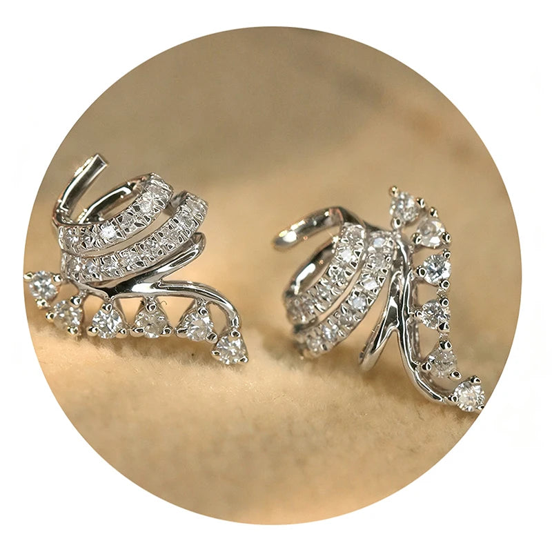 Huitan Spiral Cubic Zirconia Stud Earrings for Women Stud Earrings Axl