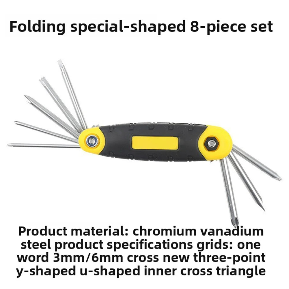 8-in-1 Folding Hex Key Wrench Set – Metric Chrome Vanadium Folding Wrench Set Axl