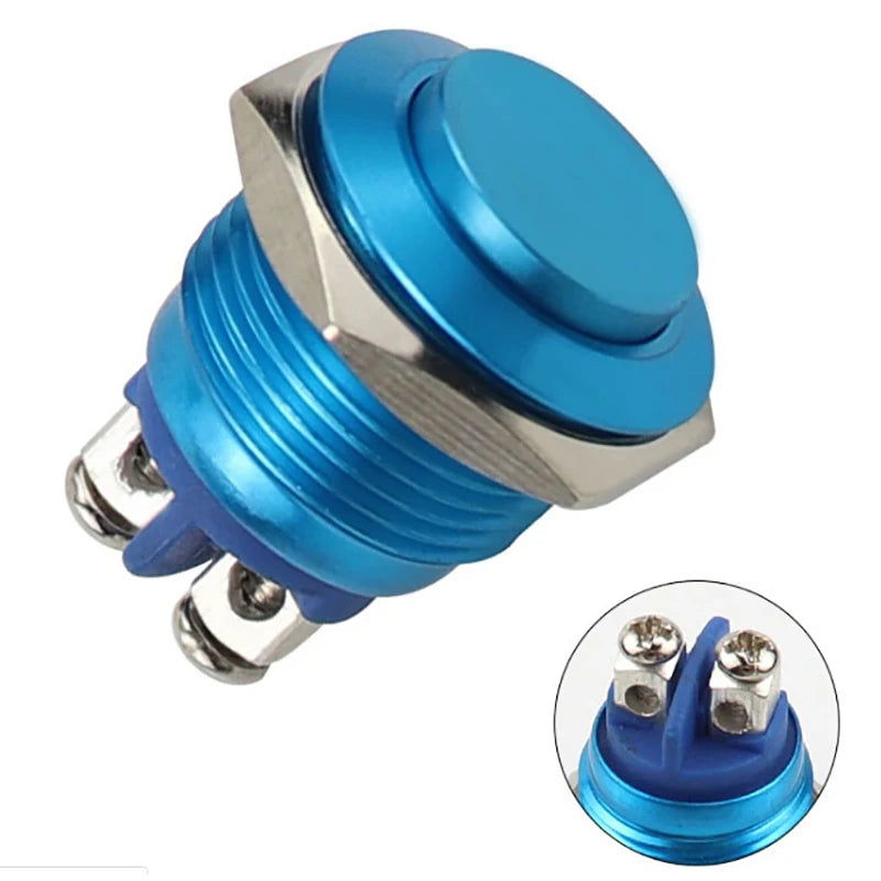 16mm Momentary Push Button Switch – IP65 Waterproof Panel Mount Push Button Switch Axl Blue