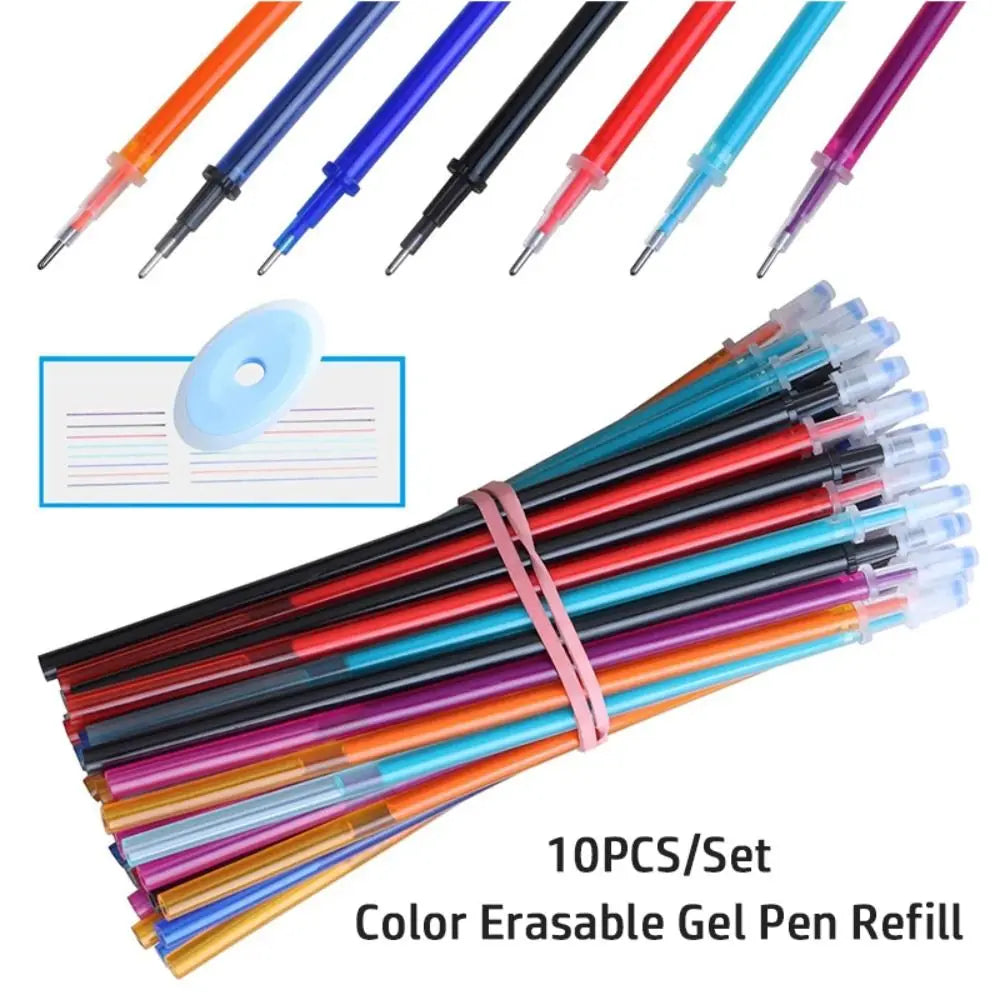 10-Pack Erasable Gel Pen Refills – 0.5mm Colorful Ink Gel Pen Refills Axl