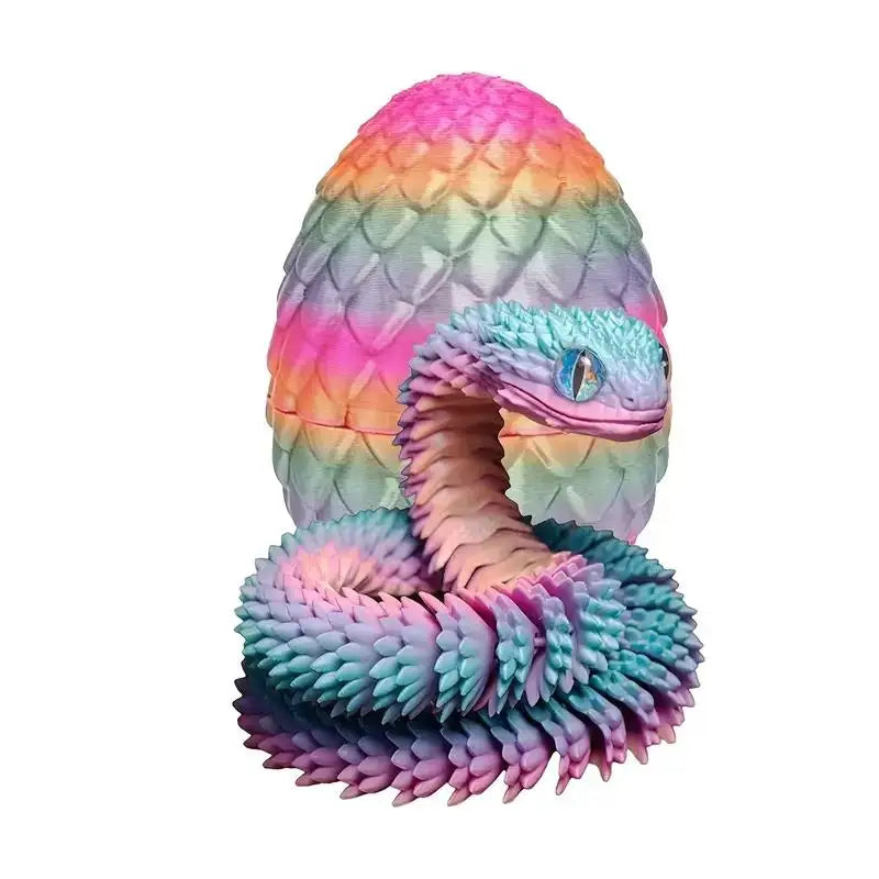 3D Printed Snake & Surprise Egg Set – Holiday Desktop Decor Novelty Figurine Set Axl