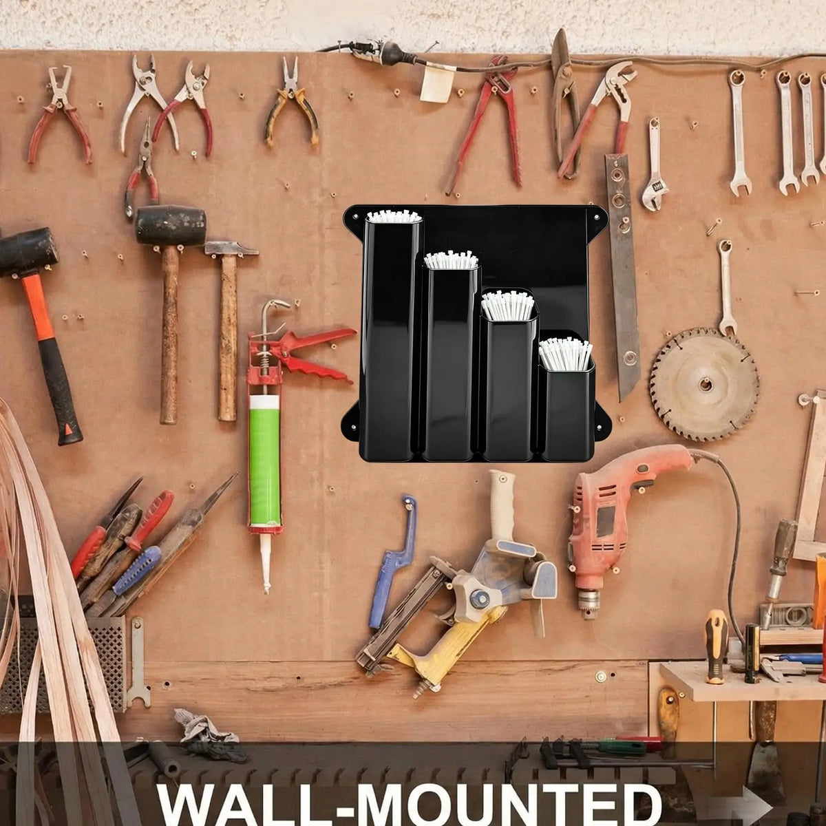 Wall-Mounted Zip Tie Organizer – 4-Pocket Aluminum Rack Wall Storage Rack Axl