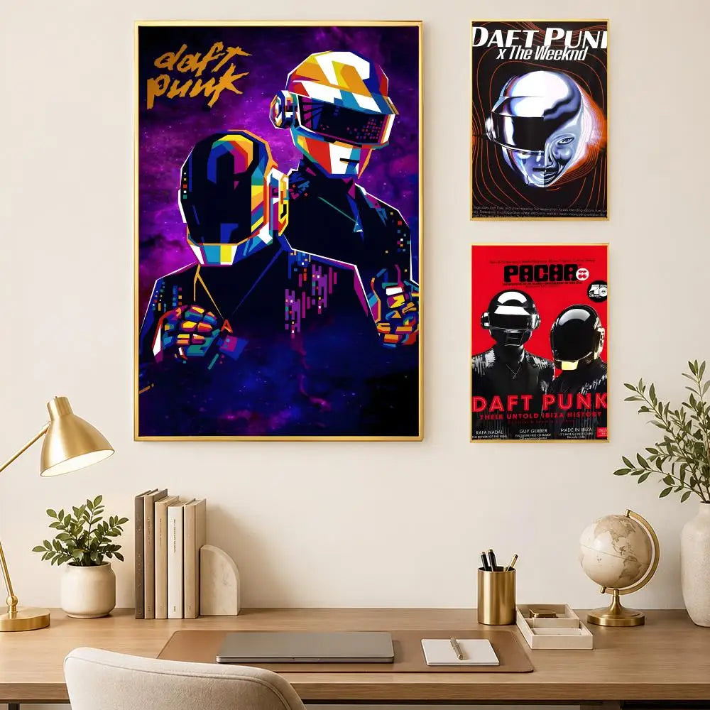 Daft Punk HD PVC Wall Poster – Self-Stick Waterproof Wall Art Wall Art Poster Axl