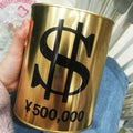 Large Gold Metal Piggy Bank – Coin & Paper Money Saving Jar Metal Piggy Bank Axl 15X22CM
